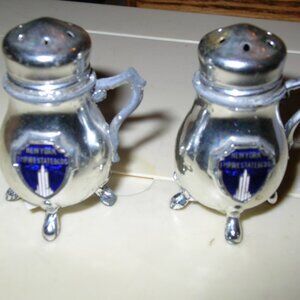Vintage Silver Salt & Pepper Shakers Set New York Empire State Building 2"T M